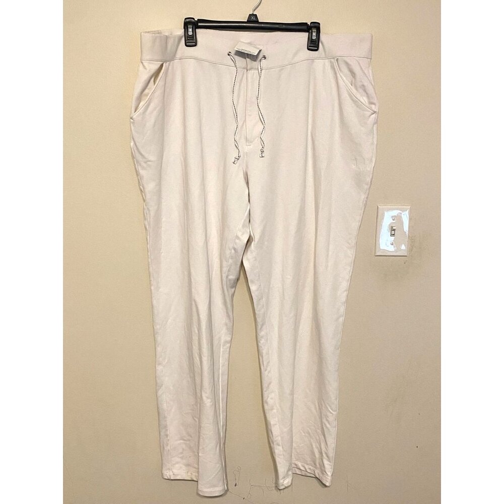 New NWT Lands' End Women's White 2-Pocket Sweatpants Joggers Size 2X 20-22W